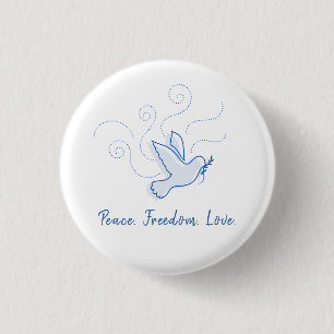 Dove of Peace. Peace. Freedom. Love. 3 Cm Round Badge