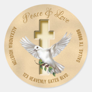 Dove of Peace Personalised Address Classic Round Sticker