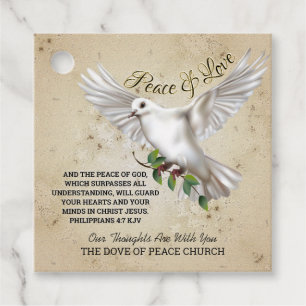 Dove of Peace Personalised Scripture Verse Favour Tags