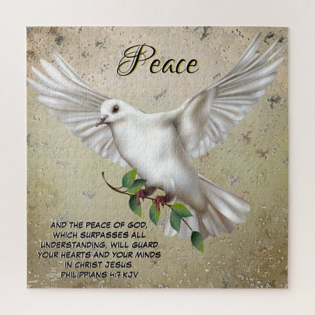 Dove of Peace Personalised Scripture Verse Jigsaw Puzzle (Vertical)