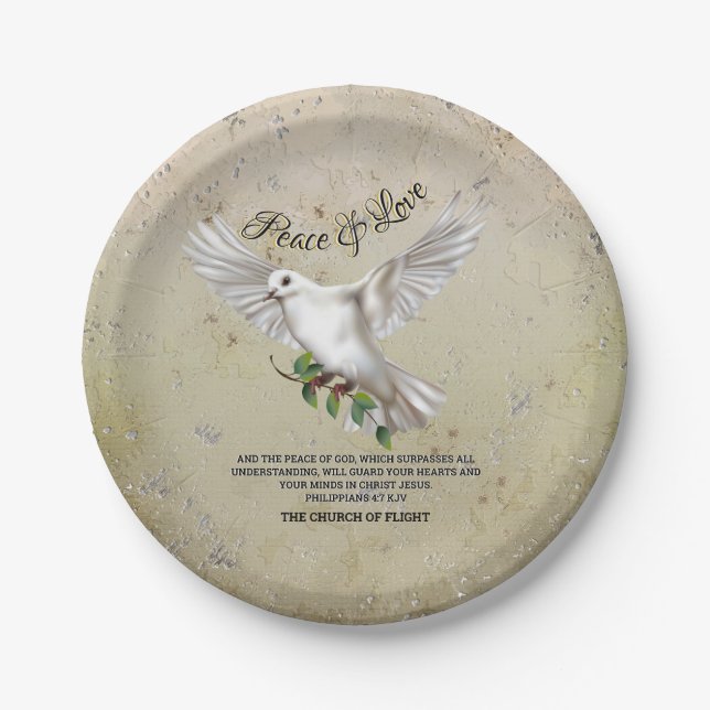 Dove of Peace Personalised Scripture Verse Paper Plate (Front)