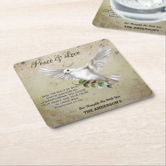 Dove of Peace Personalised Scripture Verse Square Paper Coaster