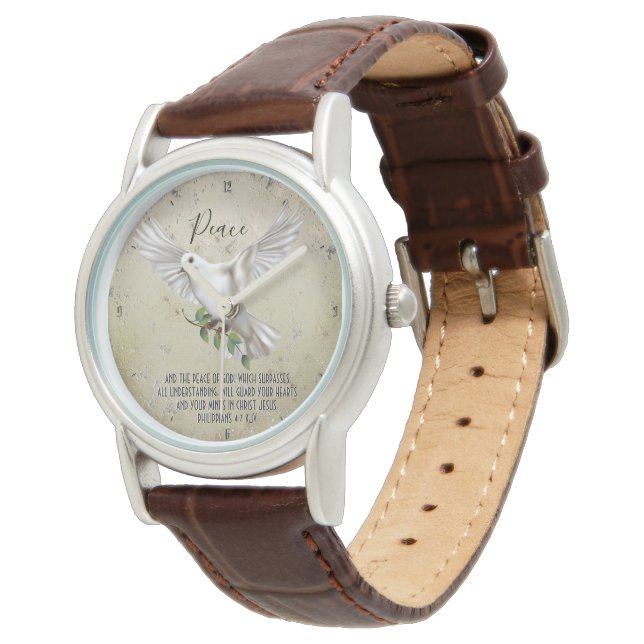 Dove of Peace Personalised Scripture Verse Watch (Angled)