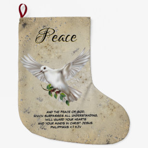 Dove of Peace Personalized Scripture Verse Large Christmas Stocking