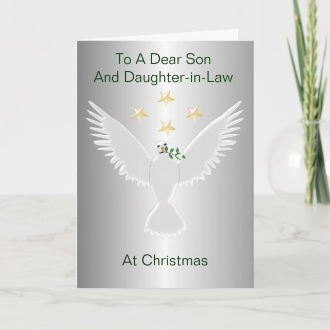 Dove Of Peace Son And Daughter-In-Law Christmas Holiday Card (Front)