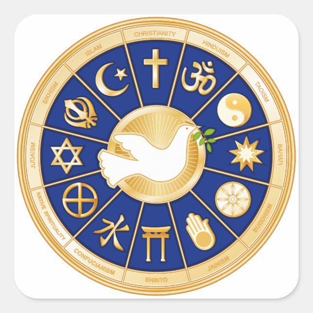 Dove of Peace Square Sticker (Front)