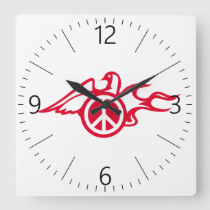 Dove of peace square wall clock