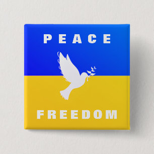 Dove of Peace Ukraine Flag Button - Freedom