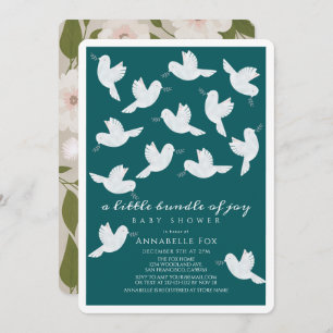 Dove Olive Teal Boy Bundle of Joy Baby Shower Invitation