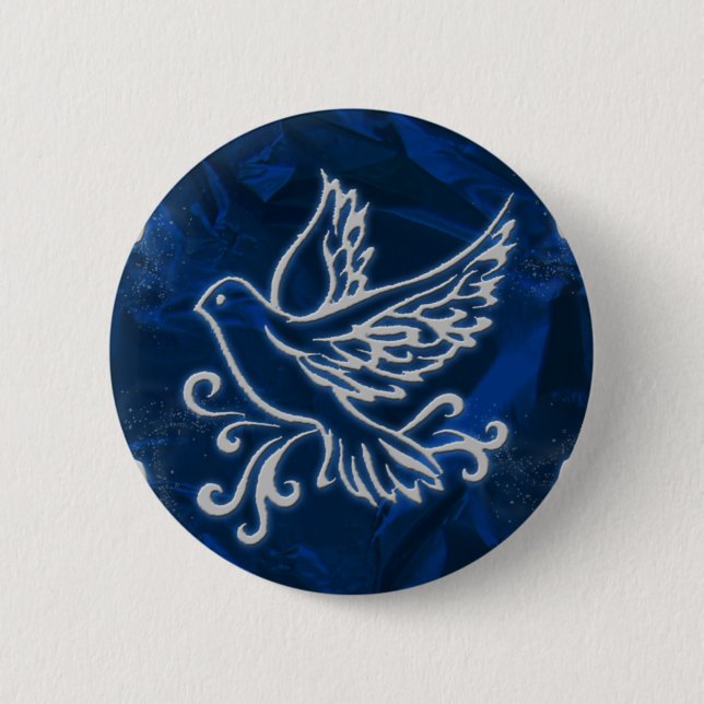 Dove on Blue Foil 6 Cm Round Badge (Front)