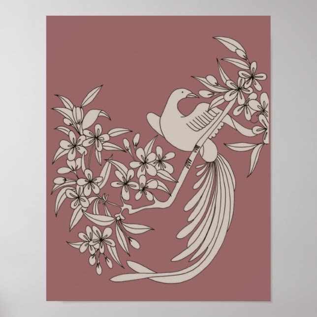 Dove On Branch Bird Motif Art  Poster (Front)