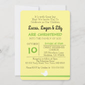 Dove on Branch Yellow Christening Invitation (Front)