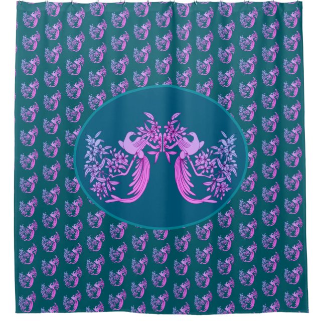 Dove On Flowered Branch Animal Art Shower Curtain (Front)