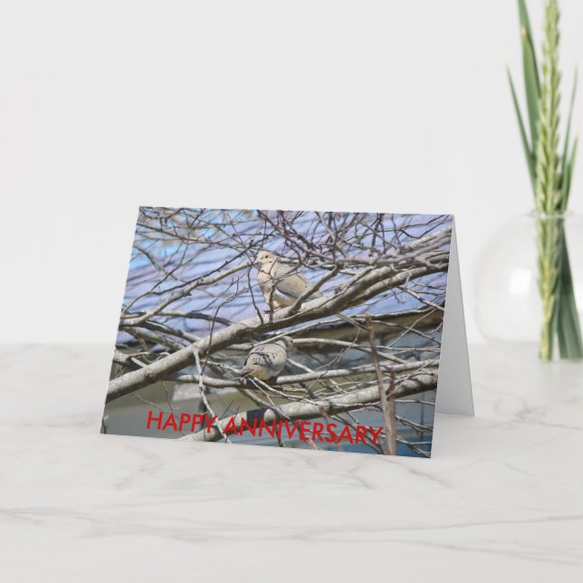 Dove Pair Among The Branches, HAPPY ANNIVERSARY Card (Front)