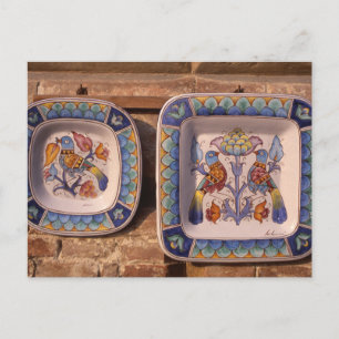 Dove pattern on traditional pottery poster postcard