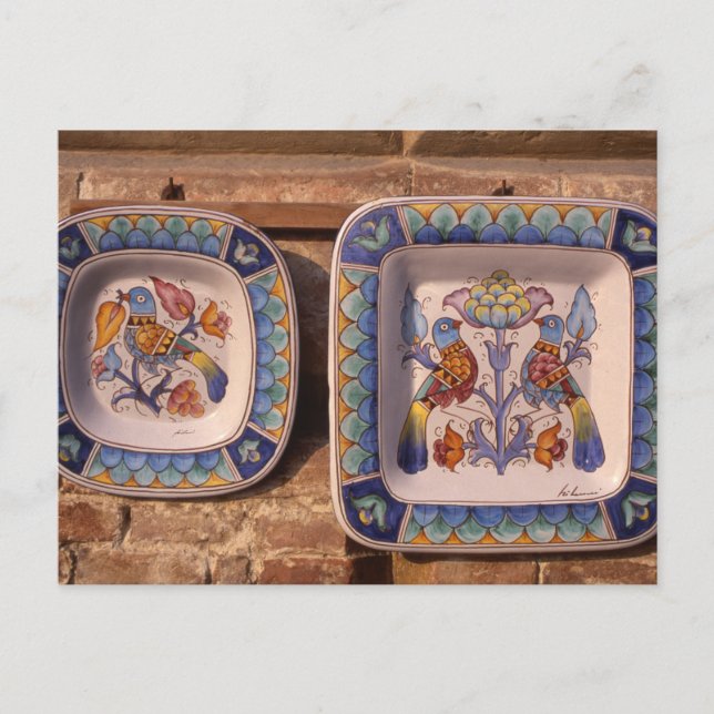 Dove pattern on traditional pottery poster postcard (Front)