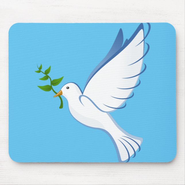 dove-peace-flying-olive-branch mouse pad (Front)