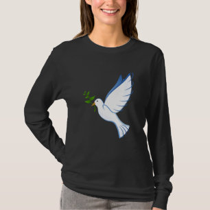 Dove Peace Flying Olive Branch Symbol Wings Bird B T-Shirt