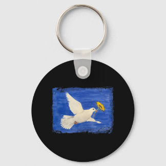 Dove Peace for Ukraine Sunflower Ukraine Stand Wit Key Ring