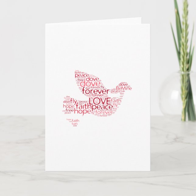 Dove Peace Love Valentines Day Word Cloud Holiday Card (Front)