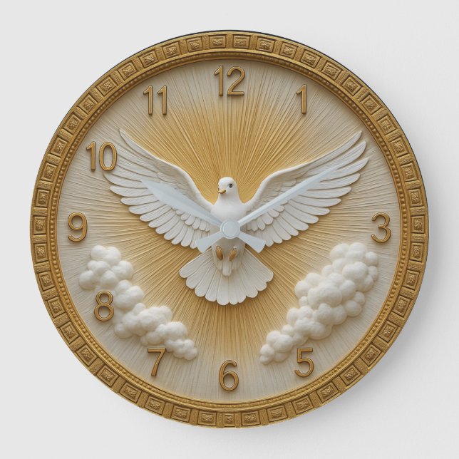 Dove peace symbol bird spiritual harmony  large clock (Front)