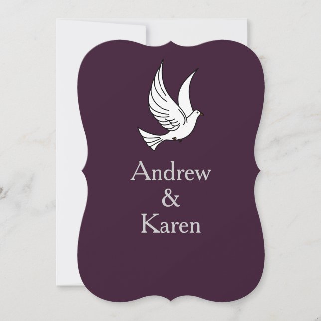Dove Plum & Silver Wedding Invitation (Front)