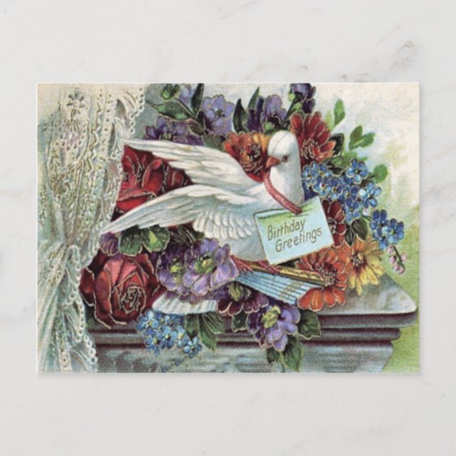 Dove Rose Daisy Forget-Me-Not Postcard (Front)