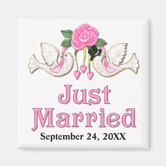Dove & Rose - Just Married T-shirt Magnet (Front)