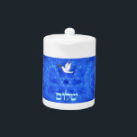 Dove - Shalom<br><div class="desc">Features "shalom" (Hebrew "peace") and a dove carrying a bit of olive branch in its beak on a nice blue and white fractal background which is reminiscent of birds wings. The background image as well as the dove and Hebrew text are independent elements allowing for them all to be sized,...</div>