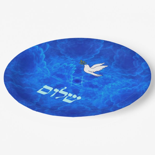 Dove - Shalom Paper Plate (Angled)
