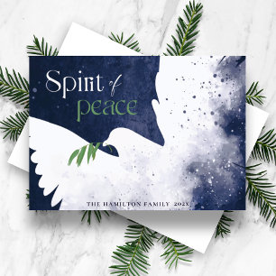 Dove Spirit of Peace Blue Holiday Card