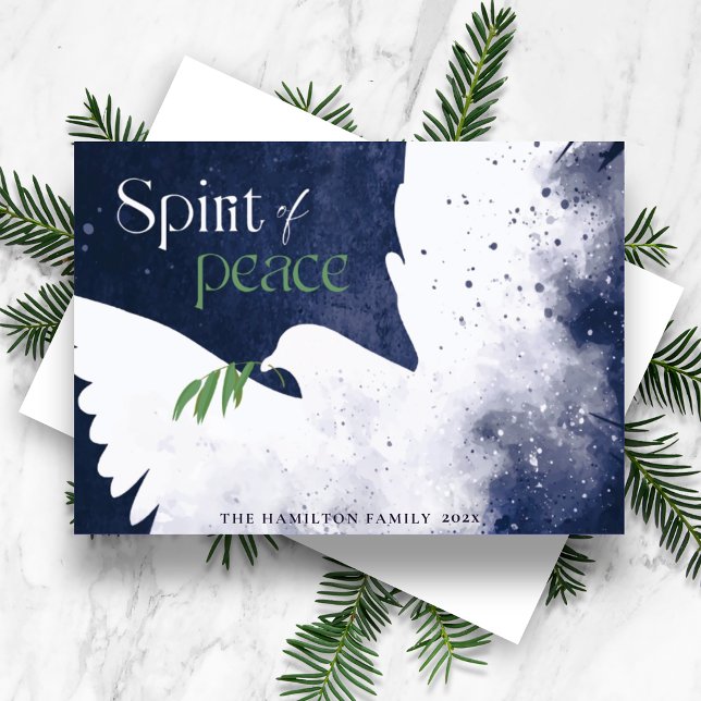 Dove Spirit of Peace Blue Holiday Card (Creator Uploaded)