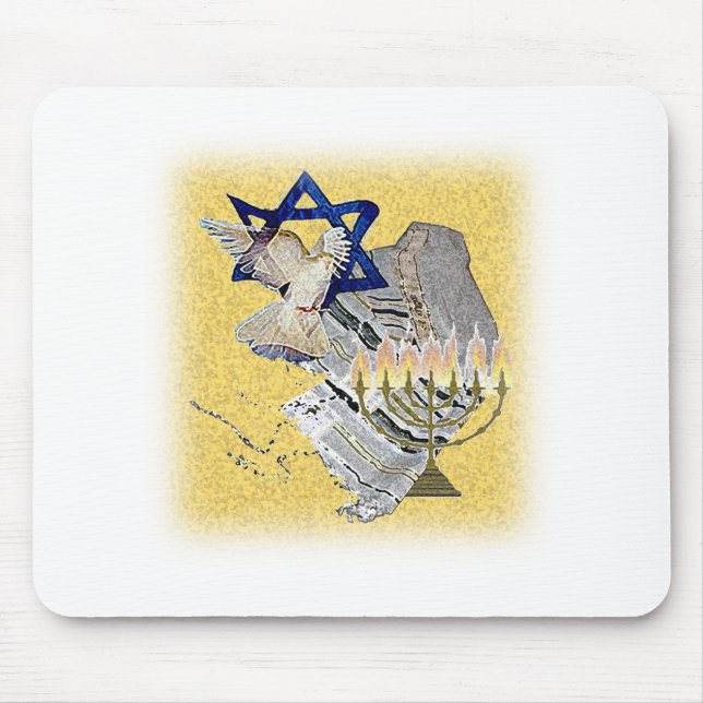 Dove Tallit Menorah with background Mouse Pad (Front)