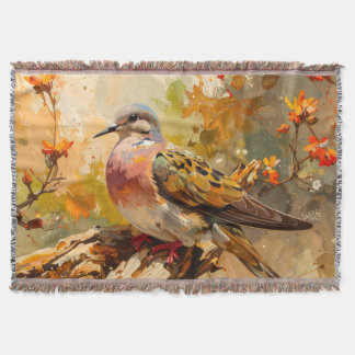 Dove Throw in Watercolor Style & Fall Colours Blanket