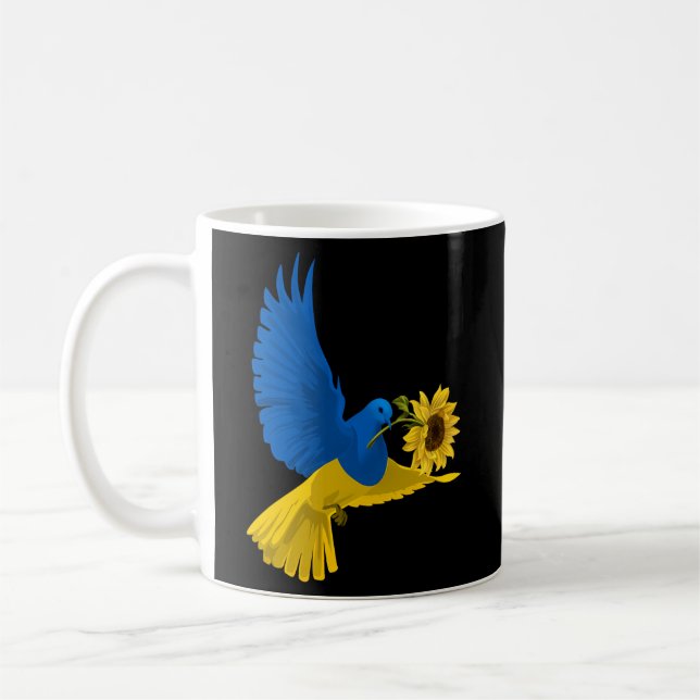 Dove Ukraine Sunflower Ukrainian Pray For Ukraine Coffee Mug (Left)