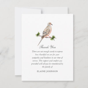 Dove Watercolor Bird Funeral Photo Thank you Card