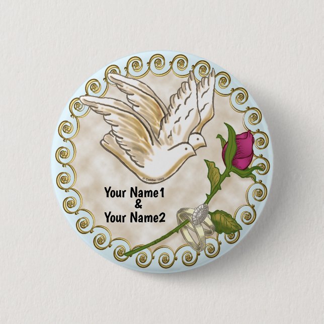 Dove Wedding Rings pin button (Front)