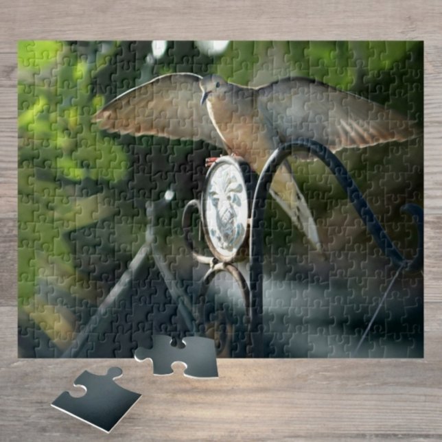 Dove Wings Spread Birdfeeder Photographic Bird Jigsaw Puzzle (Creator Uploaded)