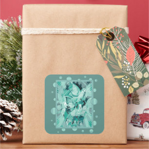 Dove With Celtic Peace Text In Aqua Tones Square Sticker