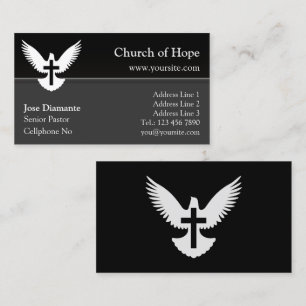 Dove with Cross Black Church Card