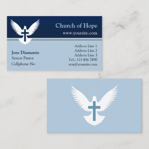 Dove with Cross Blue Church Card