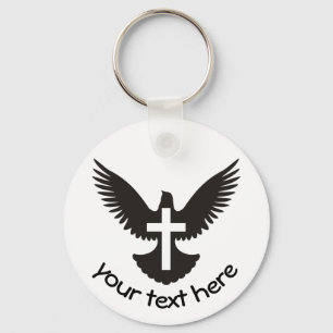 Dove with Cross Key Ring