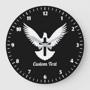 Dove with Cross Large Clock