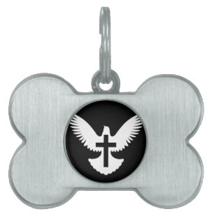Dove with Cross Pet ID Tag