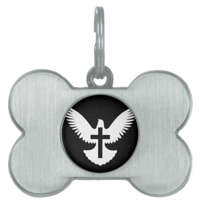 Dove with Cross Pet ID Tag (Front)