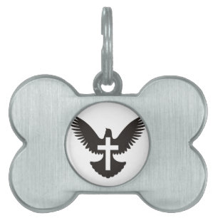 Dove with Cross Pet Name Tag