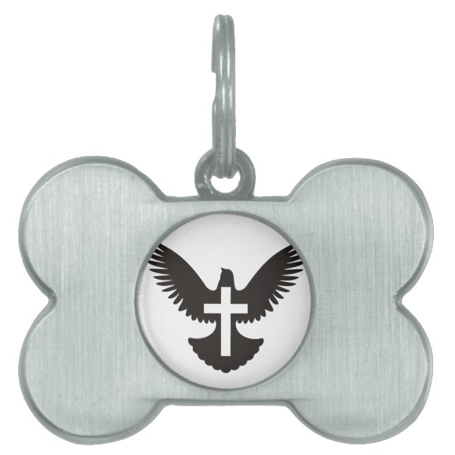 Dove with Cross Pet Name Tag (Front)
