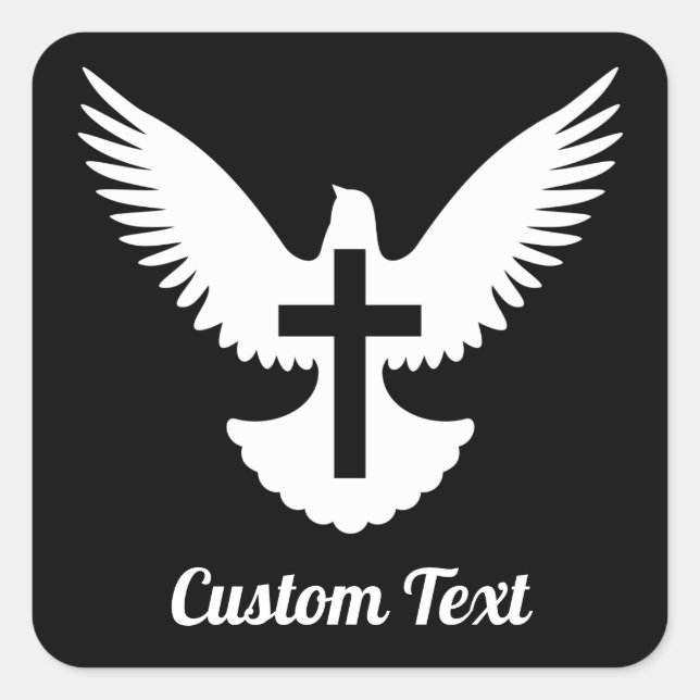 Dove with Cross Square Sticker (Front)