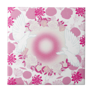 dove with flower tile