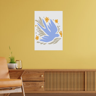 Dove with Flowers in folk style | Modern Shapes Poster